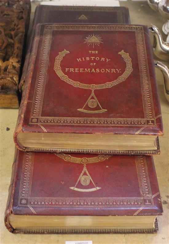 3 leather bound vols of The History of Freemasonary & another (4)